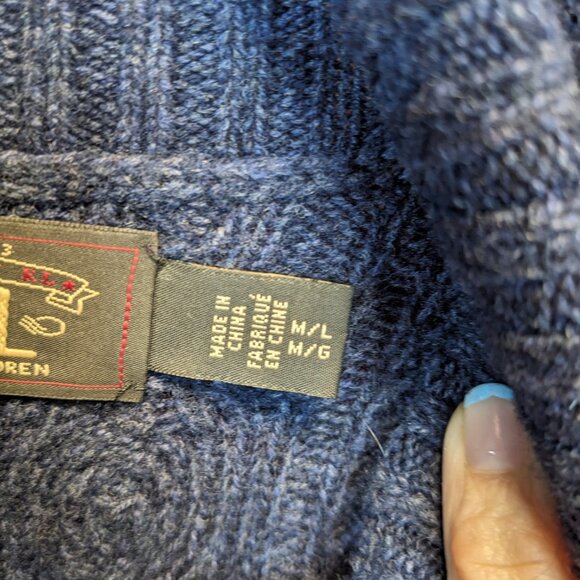 Ralph Lauren Double RL Navy Poncho Sweater - Picture 5 of 7